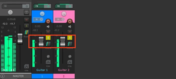 same volume on guitars
