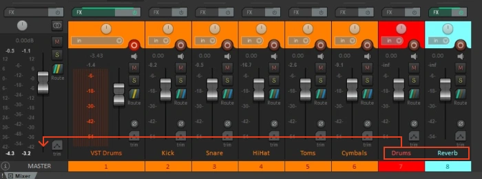 sent bus track to master