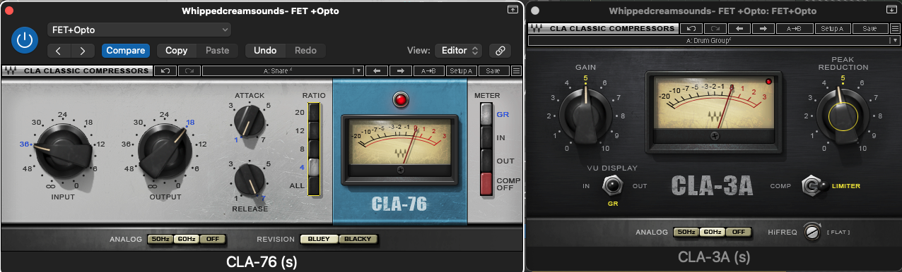 1176 FET Compressor And LA3A Opto compressor In Series