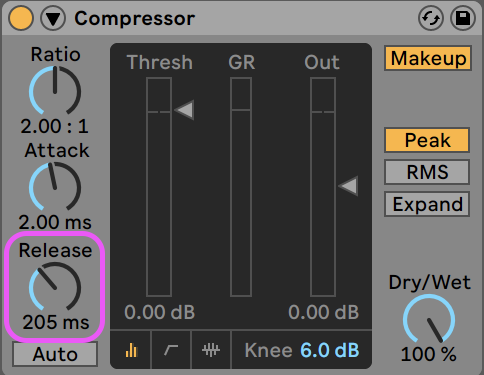configuración de release del compressor