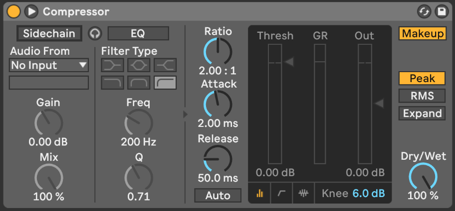 section sidechain du compresseur ableton
