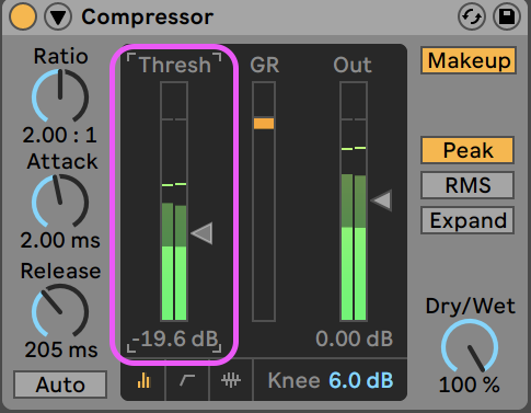 threshold in compression vocals