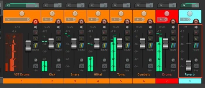 lower reverb bus track