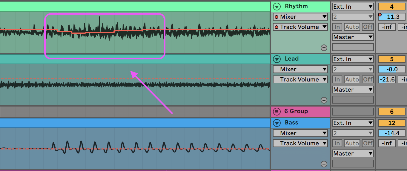 automatización de volumen configuración de compresión vocal
