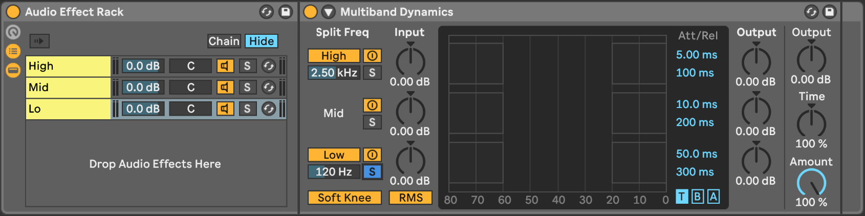 rack de compression multiband du rack d'effets audio