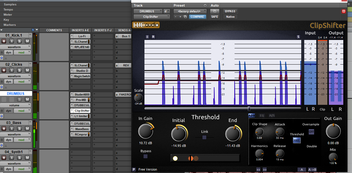 Clipping into the limiter
