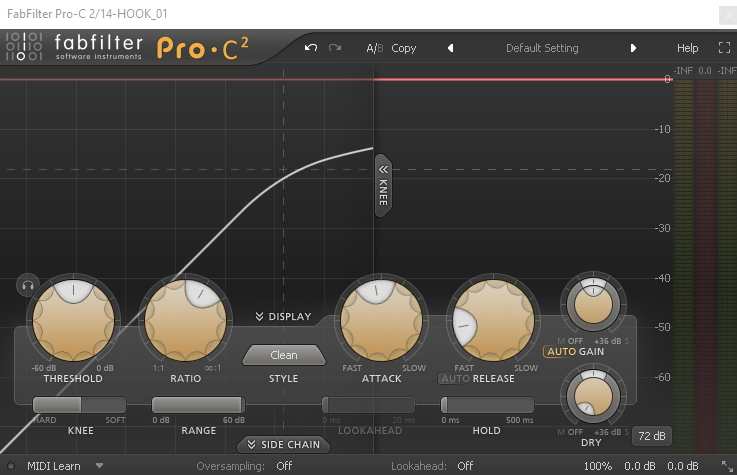 Compresseur numérique transparent Fabfilter pro C2