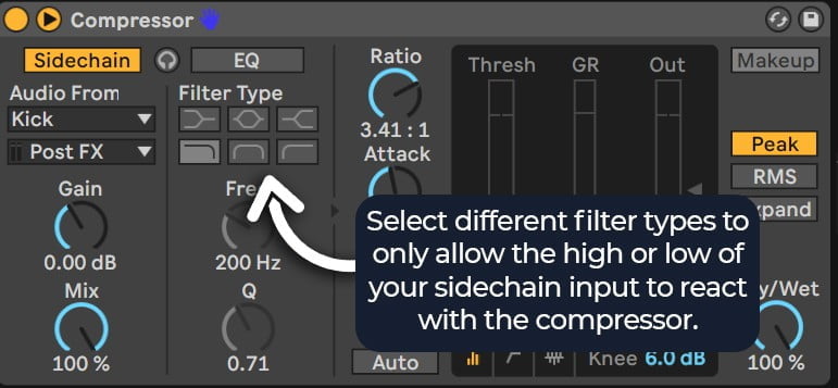 EQ du compresseur sidechain Ableton